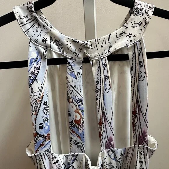 White House Black Market White Blue Purple Paisley Jewel Halter Dress Sz M - Picture 7 of 10